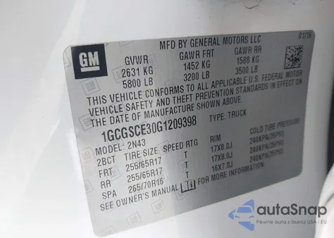 2016 Chevrolet Colorado Lt z USA, uszkodzony, nr VIN 1GCGSCE30G1209398